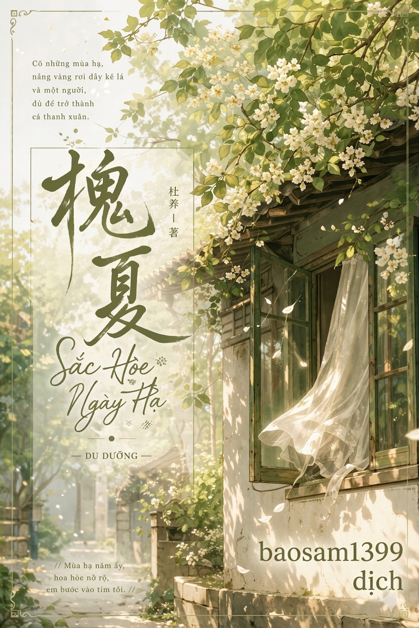 Truyện : Sắc Hòe Ngày Hạ/槐夏
Tác giả: 悠氧  /Du Dưỡng
Bản dịch: @baosam1399
Tình trạng (theo bản trung) - Hoàn chính văn (50 chương + 3 chương NT)
Ý nghĩa tên truyện : 
• 槐 (Hòe): Hoa hòe thường nở vào tháng 4-5 âm lịch.
• 夏 (Hạ): Mùa hè.
• 槐夏 là một cách gọi hoa mỹ để chỉ tháng 4 âm lịch hoặc đầu mùa hè, khi những hàng cây hòe bắt đầu phủ bóng mát và nở hoa.
(Nếu đặt thẳng theo tên tiếng trung là 槐夏 (Hòe Hạ) thì thật sự thấy nó thô mà nó lúa, vậy nên mình biến tấu đi 1 tí. Gọi là Sắc Hòe Ngày Hạ nhé.


Thiếu Nữ Năng Động x Thiếu Niên Phóng Khoáng
​· Toàn bộ khung hình mùa hè của tôi đều là cậu ·
Một cơn gió thổi qua, chiếc máy bay giấy chệch khỏi quỹ đạo, vừa vặn đâm sầm vào lồng ngực thiếu niên.
Cậu hơi cúi đầu, ánh nắng mặt trời gay gắt phủ lên đôi vai, thần thái nhàn nhã tự tại. Thoạt nhìn có vẻ lạnh lùng hờ hững, nhưng nhìn kỹ lại thấy rõ sự sắc sảo đầy khí chất, giống như những viên đá lạnh va vào nhau trong cốc soda cam, tạo nên những thanh âm trong trẻo.
Tiếng còi vang lên, tất cả học sinh tập trung trên đường chạy để chuẩn bị cho cuộc thi đuổi bắt. Giang Hòe chỉnh lại bộ đồng phục nhăn nhúm, thuận thế bước về phía trước.
Cậu liếc nhìn Thường Hạ vẫn đang đứng ngẩn ngơ tại chỗ, rõ ràng biết còn hỏi: “Hôm nay nóng không?”
Thường Hạ cạn lời: “Cậu hỏi thừa thế?”
Giang Hòe chẳng phủ nhận cũng chẳng thừa nhận: “Vậy để tớ đuổi theo cậu nhé.” Nói xong, cậu thong dong bước đi, để lại một câu nói có chút vô tri.
Ánh sáng rực rỡ đậu trên làn tóc thiếu nữ, Giang Hòe nhìn cô thêm mấy lần, cuối cùng ánh mắt dừng lại ở đôi tai nhỏ nhắn của cô.
“Có nhìn thấy sao không?” Giang Hòe hỏi.
Thường Hạ lắc đầu: “Chẳng thấy gì cả.”
“Vậy cậu nhìn trăng xem?” Thiếu niên đưa tay lên, giúp cô dịch chuyển kính thiên văn sang một hướng khác.
Tầm mắt chạm vào một góc khuyết của vầng trăng, Thường Hạ bỗng chốc ngỡ ngàng. Hình ảnh mặt trăng trong mắt dần tan biến, thay vào đó là bóng hình thiếu niên dần hiện rõ.
Cô quay đầu nhìn cậu, nhưng lại chẳng thấy cậu đâu. Trăng là cậu, mà trăng cũng không phải là cậu.
Thiếu nữ ngửi thấy hương cam thoang thoảng, có lẽ vầng trăng đêm nay đã vì cô mà đun sôi hương vị ấy.
“Trăng sẽ không chạy về phía cậu, nhưng tớ thì có.”
Những rung động mùa hè chào đón một cuộc gặp gỡ long trọng, chương truyện từ đây chính thức mở màn.

My youth, my youth is yours.
Chỉ hy vọng dành trọn thanh xuân này cho các bạn.​

Hướng dẫn đọc truyện:
1. ​Truyện ngọt vườn trường thuần túy, yêu từ cái nhìn đầu tiên, thầm mến từ hai phía, HE (Kết thúc có hậu).
2. ​Văn phong nhẹ nhàng, hài hước, có thể không hợp gu của tất cả mọi người. Tác giả mới mong được mọi người góp ý để tiến bộ hơn, cảm ơn các bạn.
3. ​Cốt truyện và thiết lập nhân vật có một phần dựa trên nguyên mẫu đời thực.
4. ​Nếu có tình tiết trùng hợp, hoàn toàn là ngẫu nhiên.